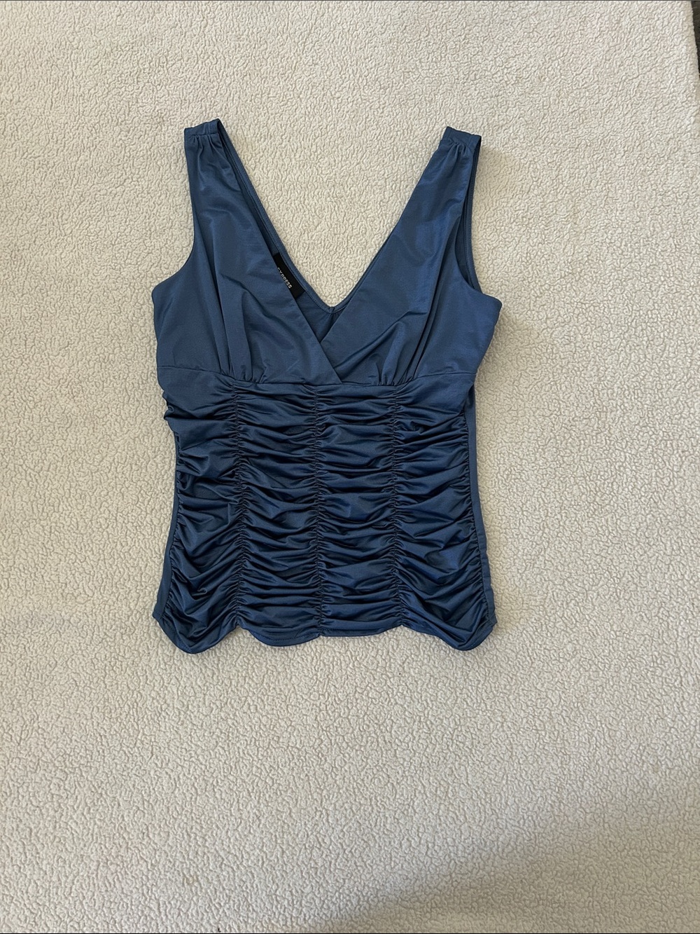 Express Blue Ruched Satin Crop Top Size Small